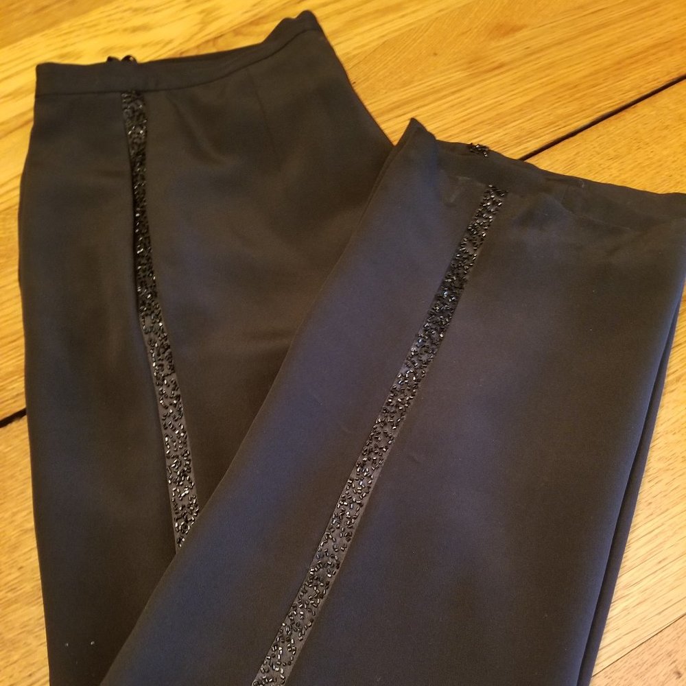 Laurence Kazar Black Ladies Beaded Tuxedo Pants 6